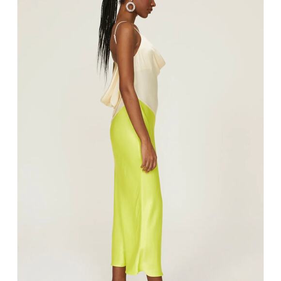 San Sloane Cream Midi Slip Dress SMALL Backless Cocktail Bias Cut Designer $265 - Picture 2 of 12